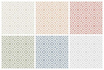 Abstract geometric seamless pattern set in pastel colors collection for design