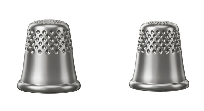 Isolated 3D Render Of Metal Silver Thimble For Sewing And Protection