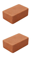 Isolated 3d Render of Two Red Bricks Construction Material Building Block