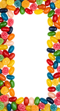 Isolated Background with Colorful Jellybeans Candy Border on Transparent