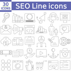 SEO - search engine optimization thin line icons set. seo icon collection. Search optimization symbol.