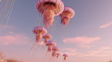pastel sky,"Surreal jellyfish floating in the desert with pastel sky | surreal jellyfish wall art print | dreamy surreal
- Powered by Adobe