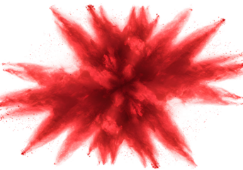Abstract Red Explosion Powder Burst Splash Isolated Transparent Background