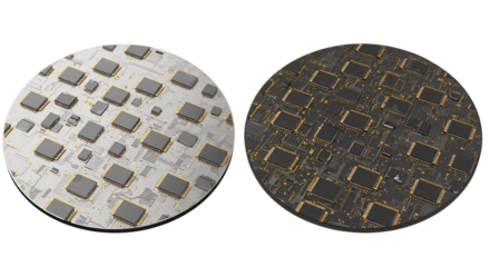 Isolated 3D Render of Microchip Circuit Board Technology in Transparent Background