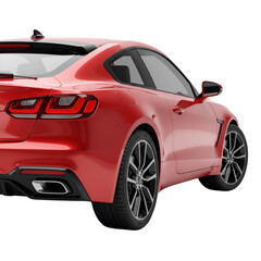 Isolated 3D Rendering of a Red Sports Car on Transparent Background