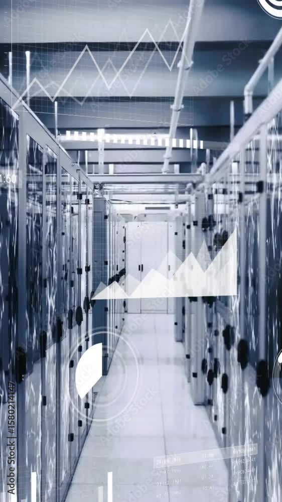 Poster animation of data processing over computer servers