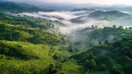Drone capture of a ski resort with snow-covered trails and cabins