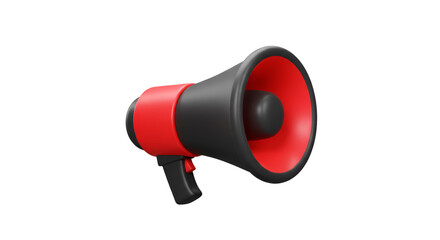 Isolated 3D Rendering of Red Black Megaphone for Promotion Announcement