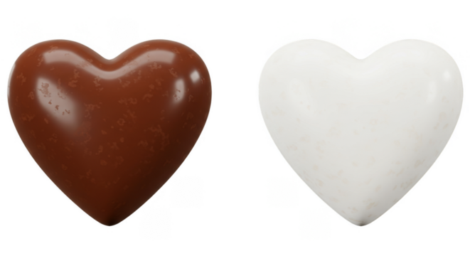Isolated Chocolate and White Heart Candies Sweet Valentines Treats PNG