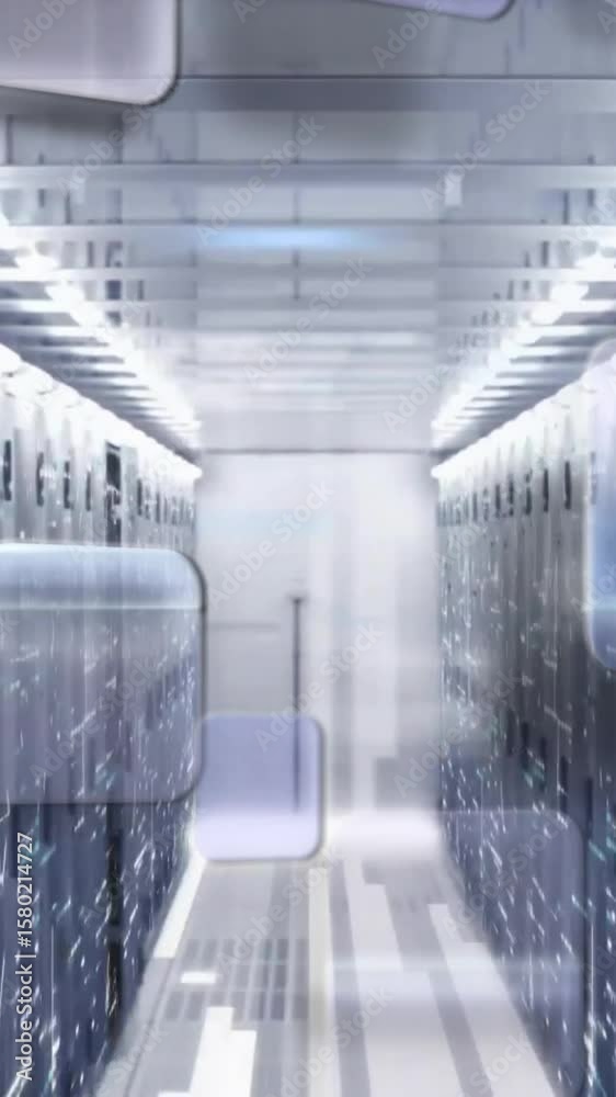 Poster animation of screens and data processing over computer servers