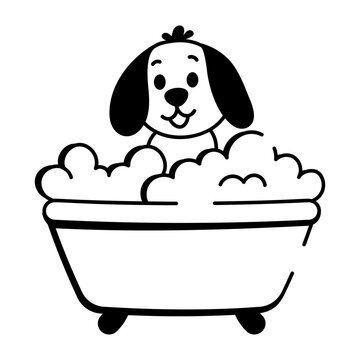 A doodle style icon showing dog bath  
