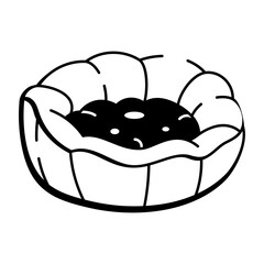 A doodle style icon showing pet bed 

