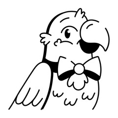 A sketchy style icon depicting pet parrot

