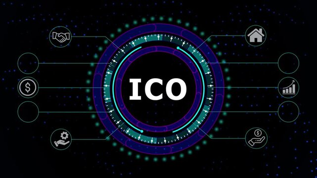 Animated I C O Initial Coin Offering Cryptocurrency Digital Interface Futuristic H U D Graphic