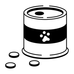 A drawing style icon representing pet food  
