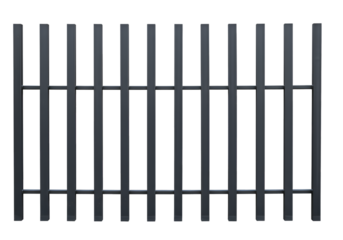 Isolated Metal Fence Black Iron Picket Boundary Design On Transparent Background