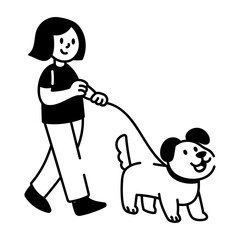 A hand drawn style icon showing pet walk  
