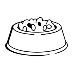 A sketchy style icon depicting pet bowl 
