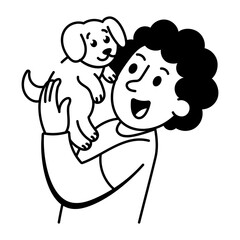 A doodle style icon showing pet owner  
