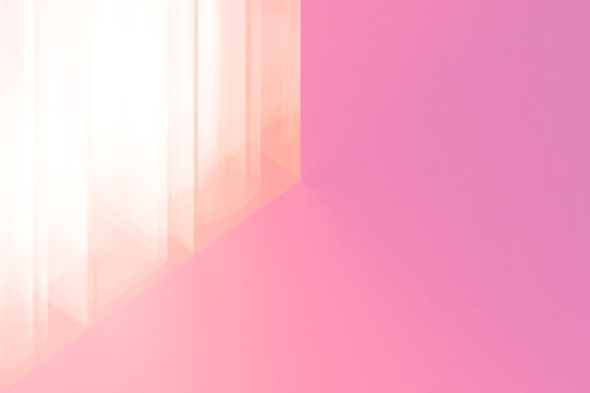 Abstract pink and light gradient with translucent curtain in a minimalistic corner