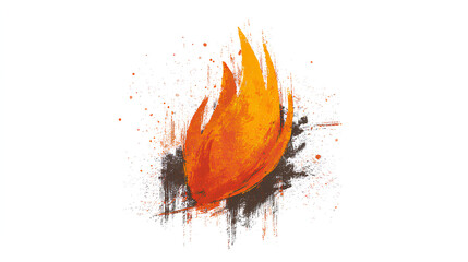 Fire flame. Brush grunge illustration. Crayon vector paint logo. Graphic background. Spray fire symbol. Doodle y2k flame. Hot crayon texture grafitti. Heat shape, abstract stroke.