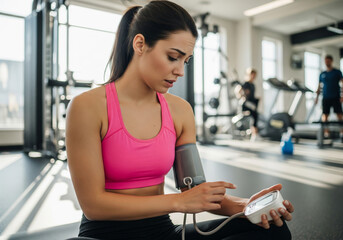 Fototapeta premium young woman using a tablet computer in the gym