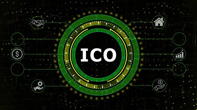 I C O Initial Coin Offering Animation Cryptocurrency Technology Digital Currency Finance