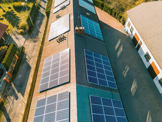 Drone photography house with solar panels