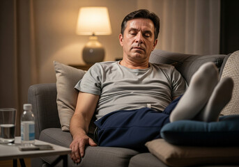 Fototapeta premium man resting on the sofa
