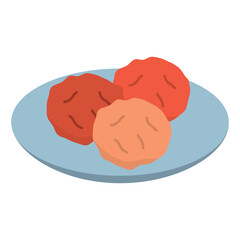 小皿に乗った梅干しのイラスト　3個
