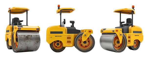 Studio-Lit Clean High-Resolution road roller with smooth steel versatile design element, commercial stock asset, ideal for graphic design and presentations, branding, HD asset