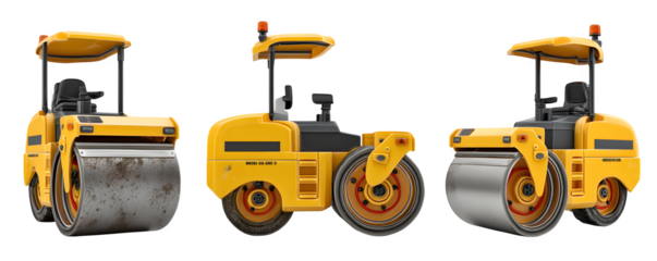 Studio-Lit Clean High-Resolution road roller with smooth steel versatile design element, commercial stock asset, ideal for graphic design and presentations, branding, HD asset