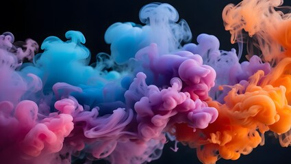 Fototapeta premium Colorful Vibrant Smoke Explosion on Black Background