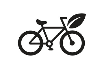 Obraz premium bicycle glyph icon leaf eco transport