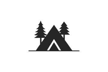 Fototapeta premium camping tent icon black outdoor glyph
