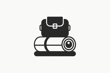 Naklejka premium camping backpack icon glyph travel outdoor