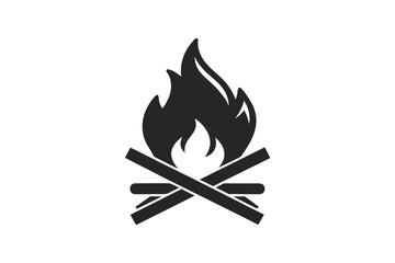 campfire icon silhouette black flames classic