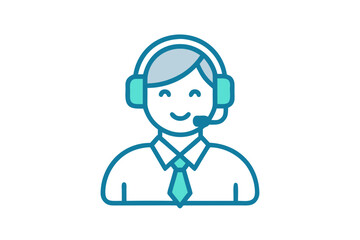 person headset support clean thin line icon