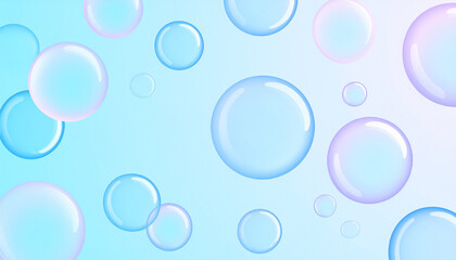 Floating Water Bubbles Background in Blue Liquid with pink and purple hues