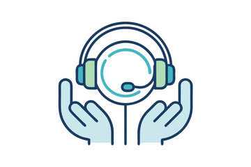 thin line icon two hands holding headset  