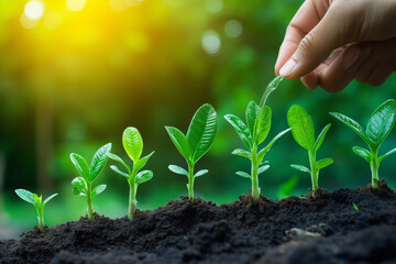 Sustainable business strategy concept. Growing sustainability by doing business with positively impacting the environment, community and society. Challenges and drive business success