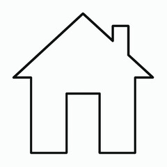 Obraz premium Minimalist Black House Outline Icon Vector – Simple Home Symbol for Real Estate, Website UI, App Design, and Architecture Projects