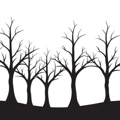 Obraz premium Bare Tree Line In Foggy Silhouette Style