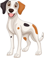 Cartoon dog with spots, smiling with an open mouth showing its tongue