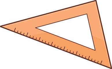 Orange right triangle ruler with a scale on a black background design element.