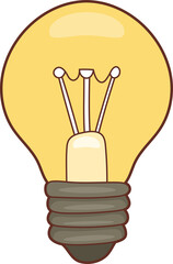 A cartoon lightbulb emitting a warm yellow glow, symbolizing a new idea.