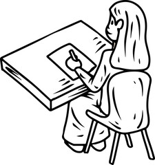 Female Student Studying at Desk
