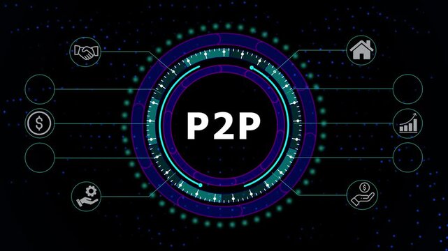 Peer to Peer P2 P Technology Interface Animation Futuristic Digital Concept Cryptocurrency