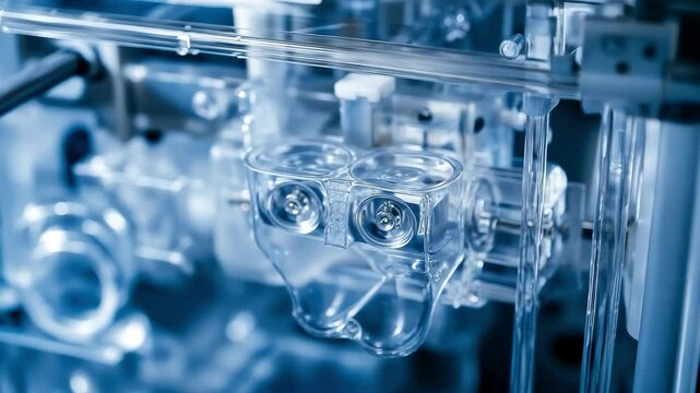 Close-up Shot of Transparent 3D Printer Running