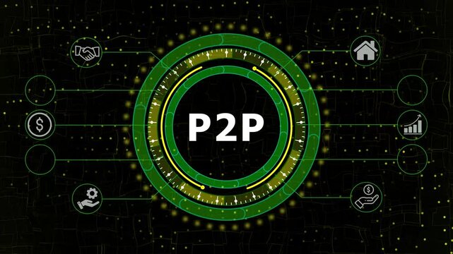 Dynamic P2 P Technology Visualization Futuristic Interface Animation Peer to Peer Network